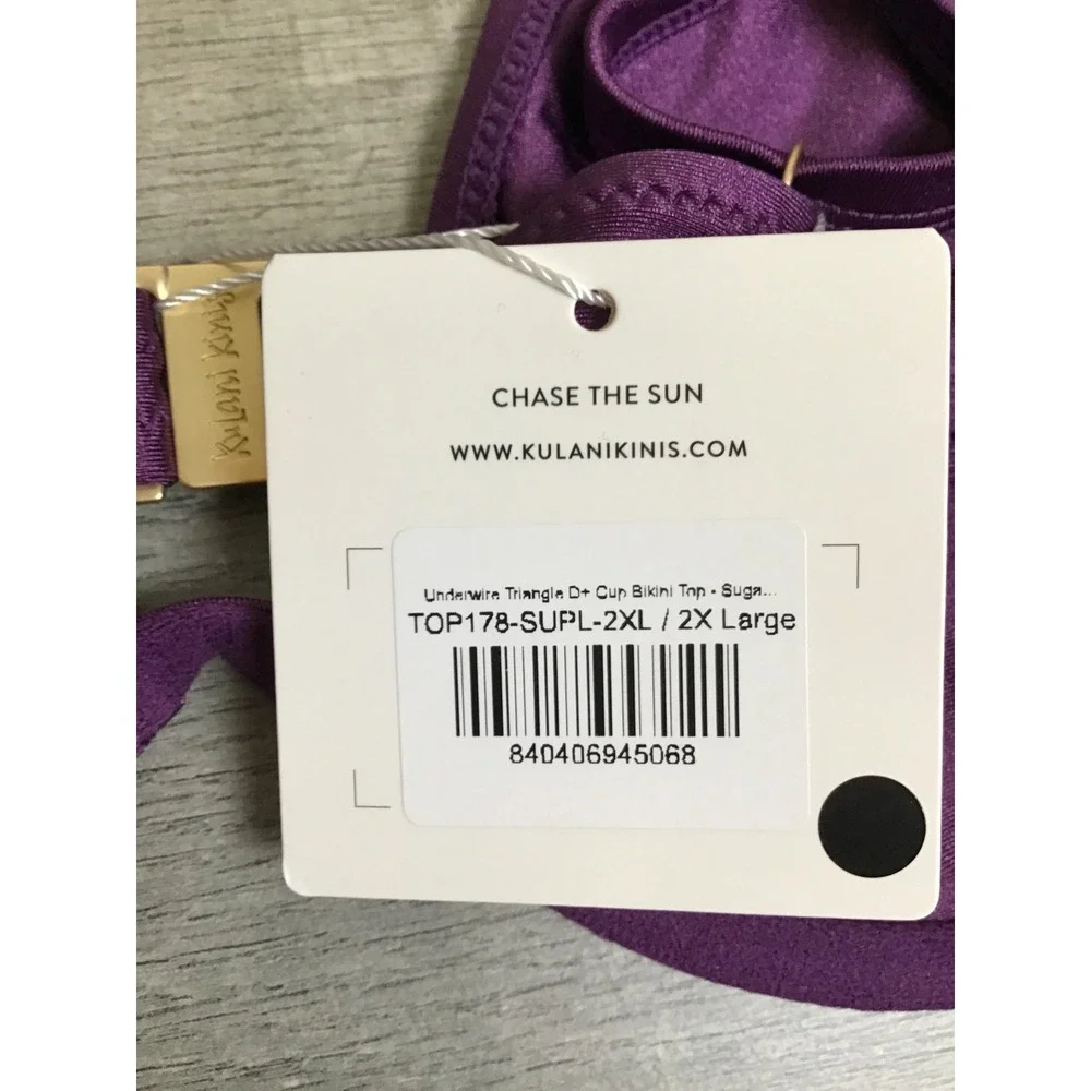 Kulani Kinis Women's Sugar Plum Underwire Triangle D Cup Bikini Top Size XXL NWT